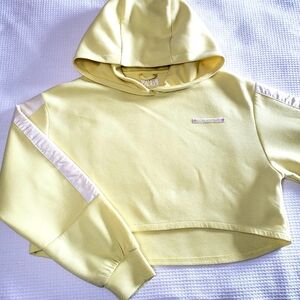 Zara Girls 13/14 Yellow Cropped Hoodie Sweatshirt